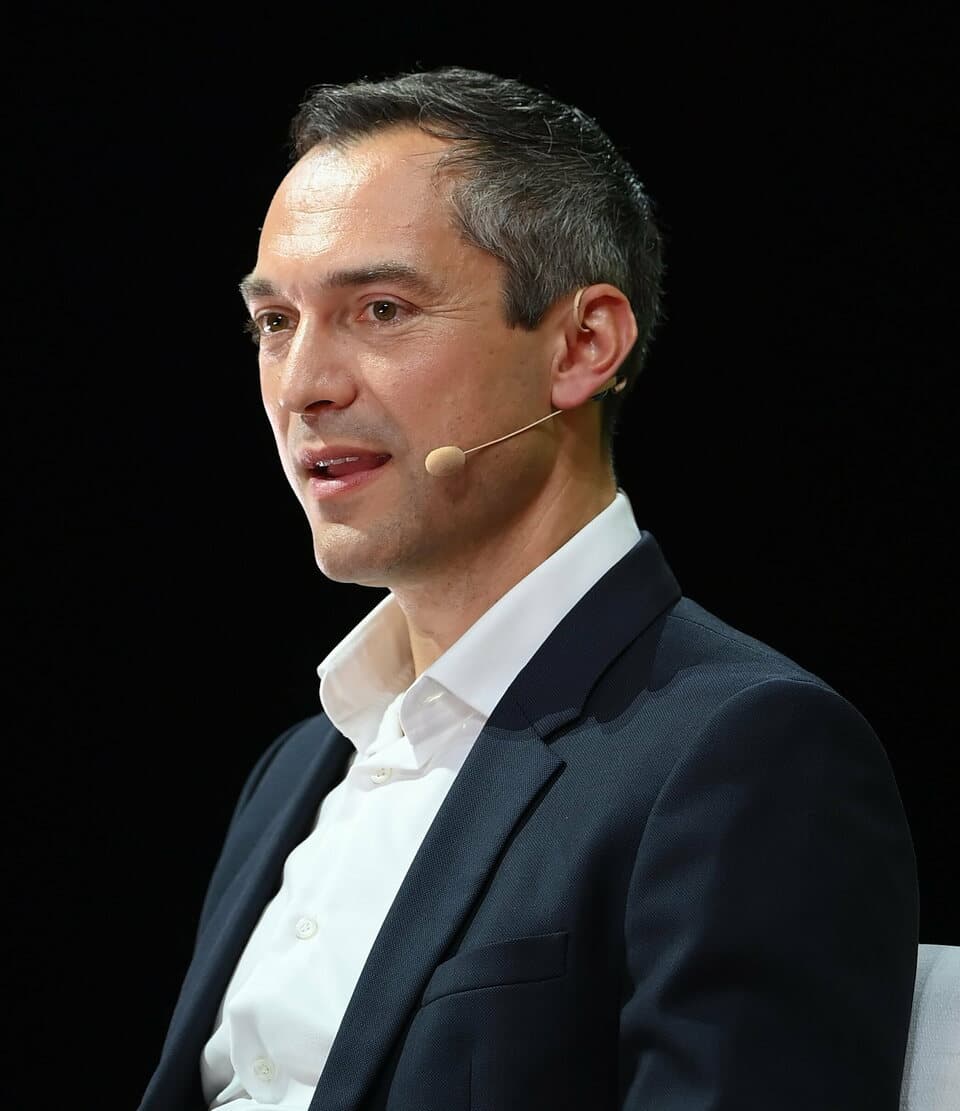 Portrait of Airbnb cofounder Nathan Blecharczyk at Web Summit in Lisbon in 2022