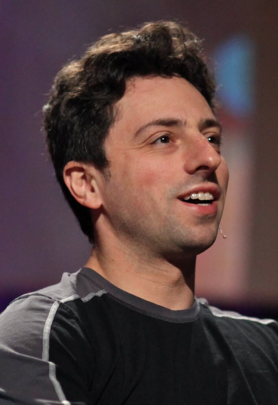 Portrait of Google cofounder Sergey Brin at TED in 2010